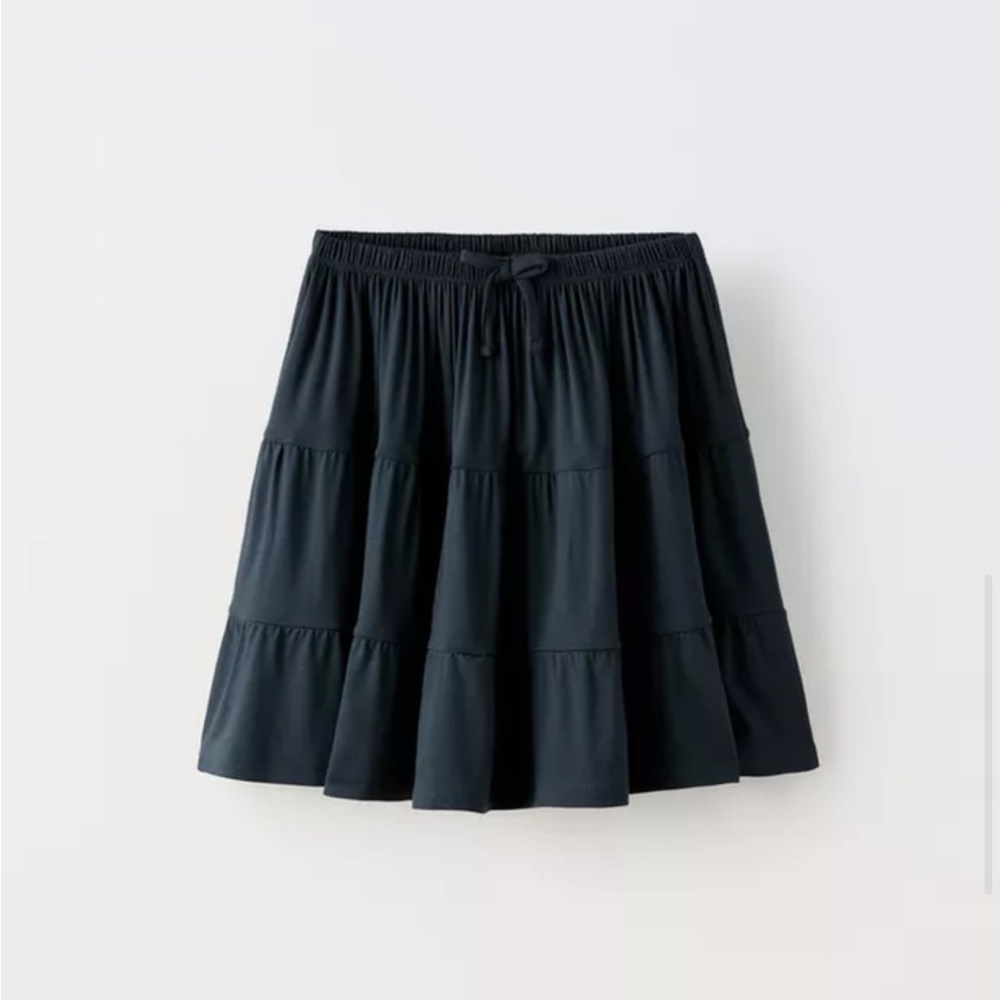 Girls Zara navy TIERED SKIRT WITH BOW 7